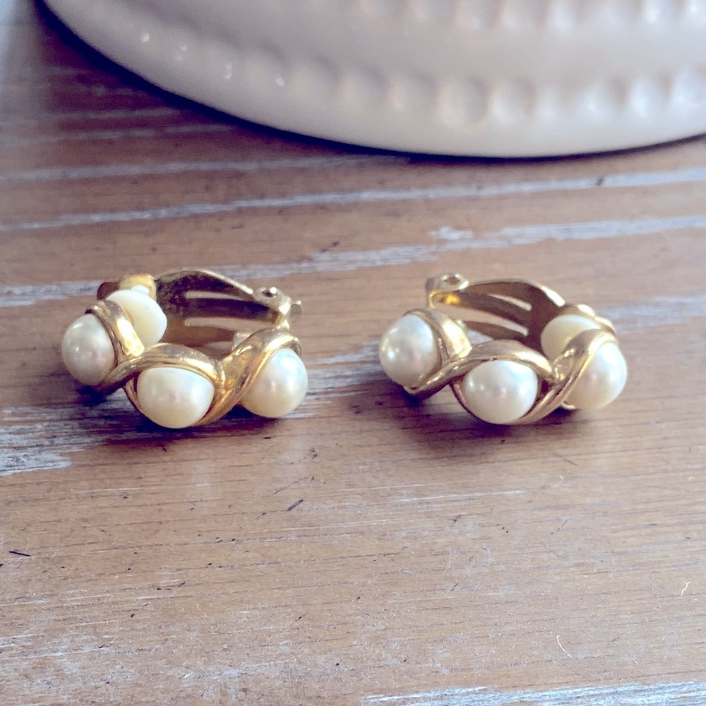 Orena Faux Pearl Clip On Earrings - Vintage
